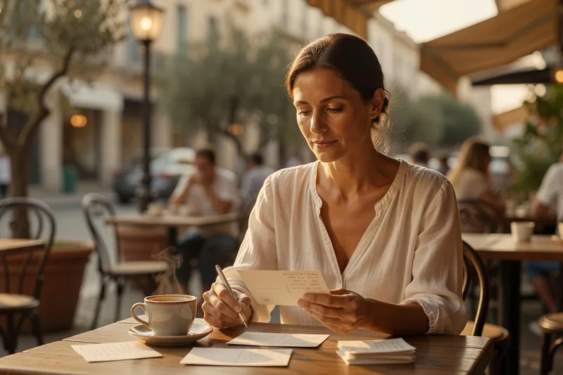Une carte postale envoyée, geste simple pour garder le contact.
