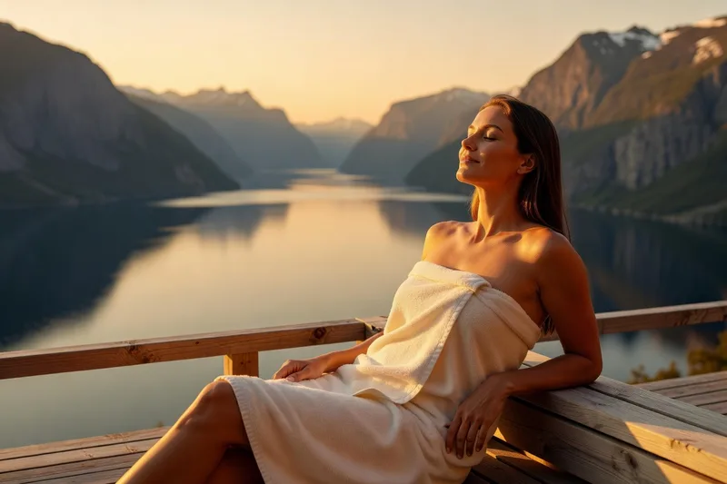 Un sauna nordique avec vue sur un fjord, lieu de sociabilité locale.