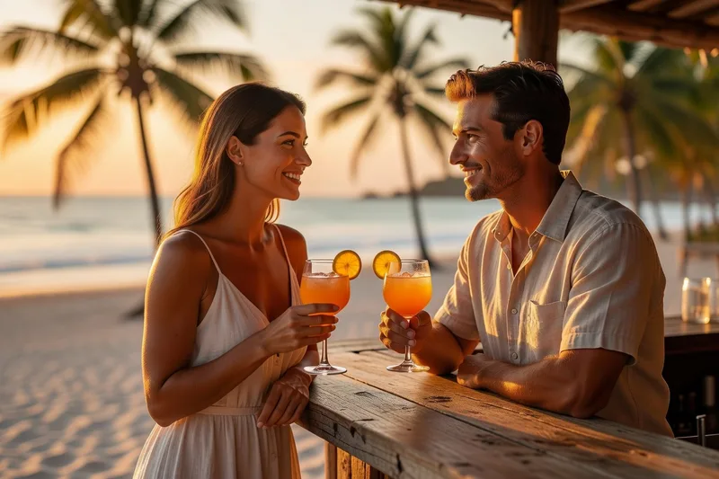 Un bar de plage animé, ambiance décontractée du bord de mer.